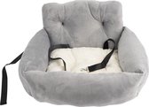 Pet Perfect Car Seat Dog - Dog Basket Car - Avec 2 sangles de sécurité - Lavable - Grijs