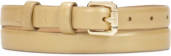 Gold leather belt with classic buckle