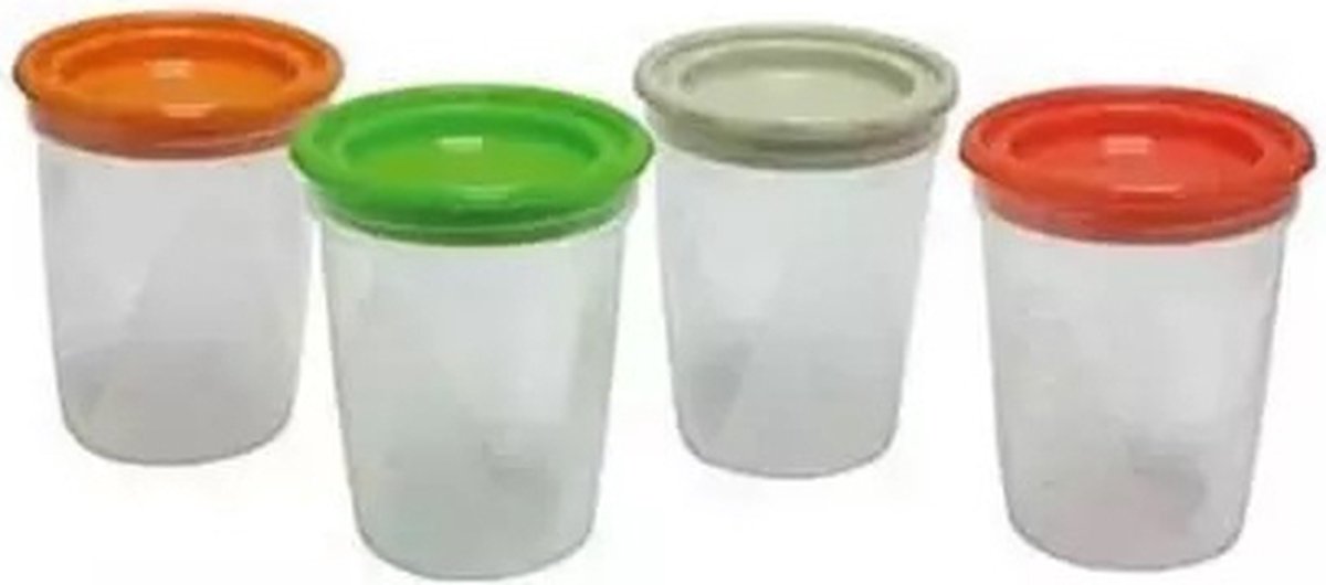 Goedkoopste TIGEX Voorraaddozen, vershouddozen, meerkleurig, 4 x 200 ml kleurrijke
