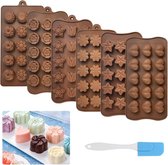 Chocoladevormen, siliconen bonbonvorm, set van 6 stuks, 3D-snoepvormen, verschillende vormen, chocolade, siliconen vorm, antiaanbaklaag, bloemenvorm, bakvorm voor bakken van chocolade, snoep, ijsblokjes