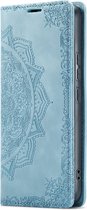 CaseMania Bookcase hoesje geschikt voor Samsung Galaxy S24 - Mandala print Aqua - Kunstleer