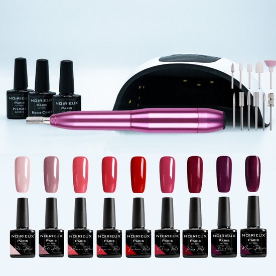 Gellak starterspakket - Gellak - Gellak set - 9 top kleuren gellak nagellak - LED lamp 54W - Elektrische nagelvijl - Manicure set - Nagellak set