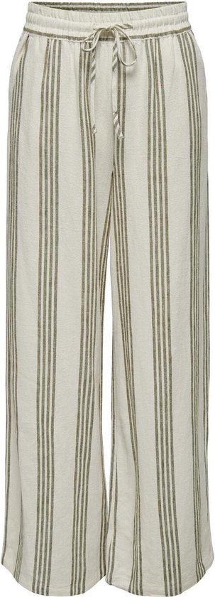 Jacqueline de Yong Pantalon Jdysay Strip Hw Linen Wide Pant Wvn 15321317 Turtledove/kalamata Femme Taille - W26