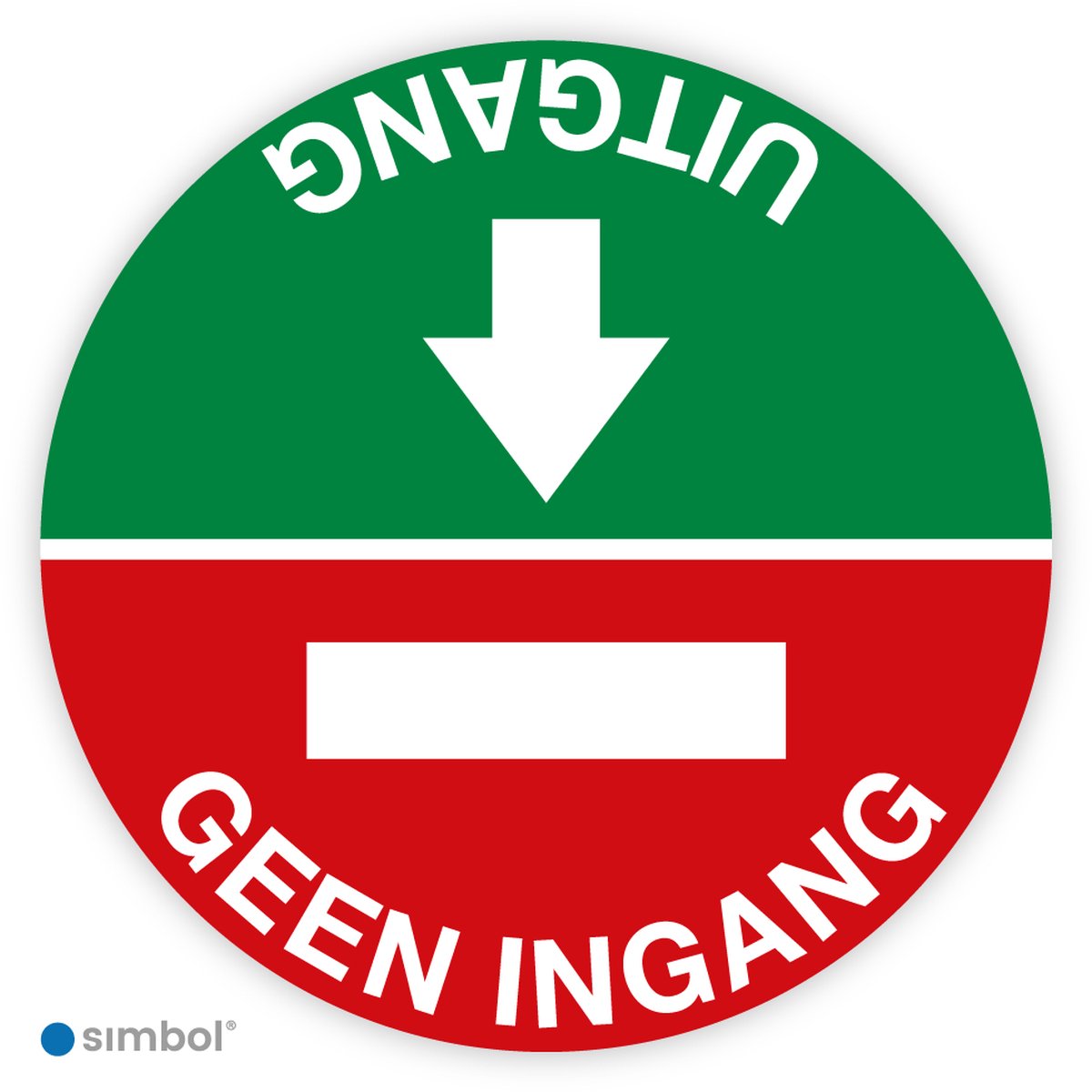 Simbol® - Vloerstickers Uitgang - Geen Ingang – COVID-19 Vloerstickers – Houd Afstand Stickers – Anti-Slip - Formaat ø 30 cm.