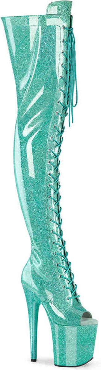Pleaser FLAMINGO-3021GP Plateau Overknee Laarzen 41 Shoes Blauw