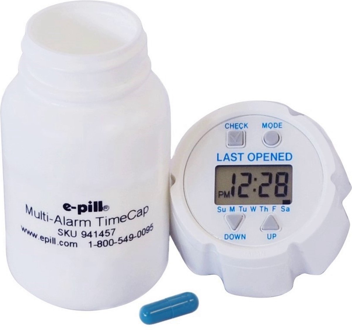 Goedkoopste Pillendoos met alarm in de dop -Timecap medicijnalarm - laatst geopend melding - Nooit meer twijfels of u de medicijnen hebt ingenomen -mogelijkheid tot 24 dagelijkse alarmen