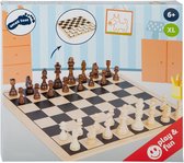 Petit jeu de dames et d'échecs 45 Cm Bois Beige / marron / noir / blanc