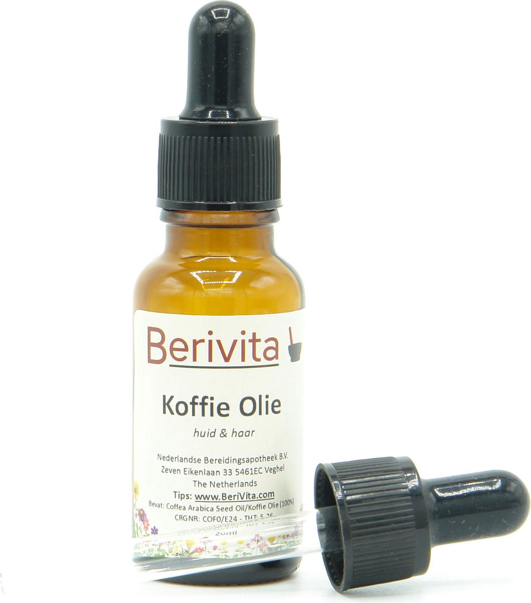 Goedkoopste Koffie Olie 20ml Pipetfles - Puur en Koudgeperst uit Koffiebonen - Huid en Haar - Coffee Arabica Seed Oil