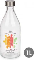 Glazen Sapfles – Smoothie Fles – Smoothie Beker – Drinkfles – Glas – Met Stalen Deksel/Draaidop – Hervulbaar – 1 Liter – 1L
