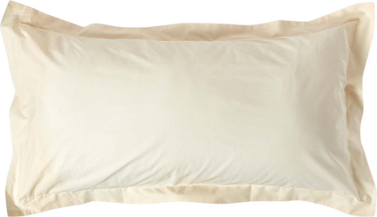 Homescapes Kussensloop 50x90 cm met Rand (Oxford) – Crème – 100% Egyptisch Perkal Katoen – 200 TC