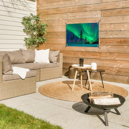 Northern Lights above Sweden Garden poster 60x40 cm - petit - Toile de jardin / Toile d'extérieur / Peintures d'extérieur (décoration de jardin)