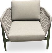 Tierra Outdoor Loungestoel Montreal - Aluminium en Olefin Rope - Groen en Grijs - 1 Loungestoel voor buiten