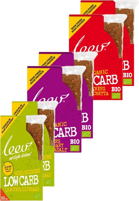 Leev® Bio | Mix Low Carb Qrackers | Voordeelpakket | 6 x Low Carb Qrackers