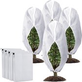 4 stuks plantenhoezen vorstbescherming, 120 x 100 cm, herbruikbaar, wintertrekkoord, plantenhoezen met ritssluiting, vorstdoek, bescherming tegen kou, vorst, wind, pest