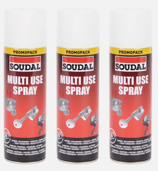 Soudal - 3x Smeermiddel - Universele spray - Voordeelverpakking - 8-voudige werking - 3x300ml