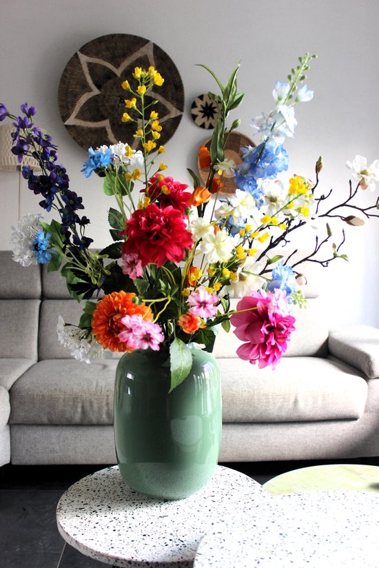 Bouquet de soie - Bouquet des champs - Brise d'été - Silk-ka - 70 cm de haut - Fleurs artificielles - 9 tiges