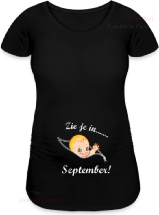 Zwangerschaps T-shirt - Zie je in September - maat XL