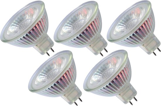 Trango Set van 5 LED-lampen MR16-NT3*5 met MR16 fitting ter vervanging van conventionele halogeenlampen MR16 I GU5.3 I G4 12 Volt 3000K warm witte gloeilamp, reflectorlamp, LED-lampen