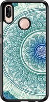 Casimoda® telefoonhoesje - Geschikt voor Huawei P20 Lite (2018) - Mandala Blauw - Zwart TPU hoesje - Backcover - Multi - Geometrisch patroon