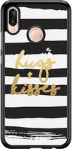Casimoda® telefoonhoesje - Geschikt voor Huawei P20 Lite (2018) - Hugs & Kisses - Zwart TPU hoesje - Backcover - Zwart - Geruit/gestreept/gestipt