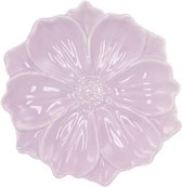 Supervintage schattig lila aardewerk bordje in de vorm van een bloem 11 cm
