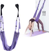 Yogahangmat: Aerial Yoga Handdoek, Yoga Strap Beenstretcher, Hoge elastische weerstandsbanden voor Inversie Stretch, Oefenband voor Yoga, Ballet, Pilates, Gymnastiek (Paars)