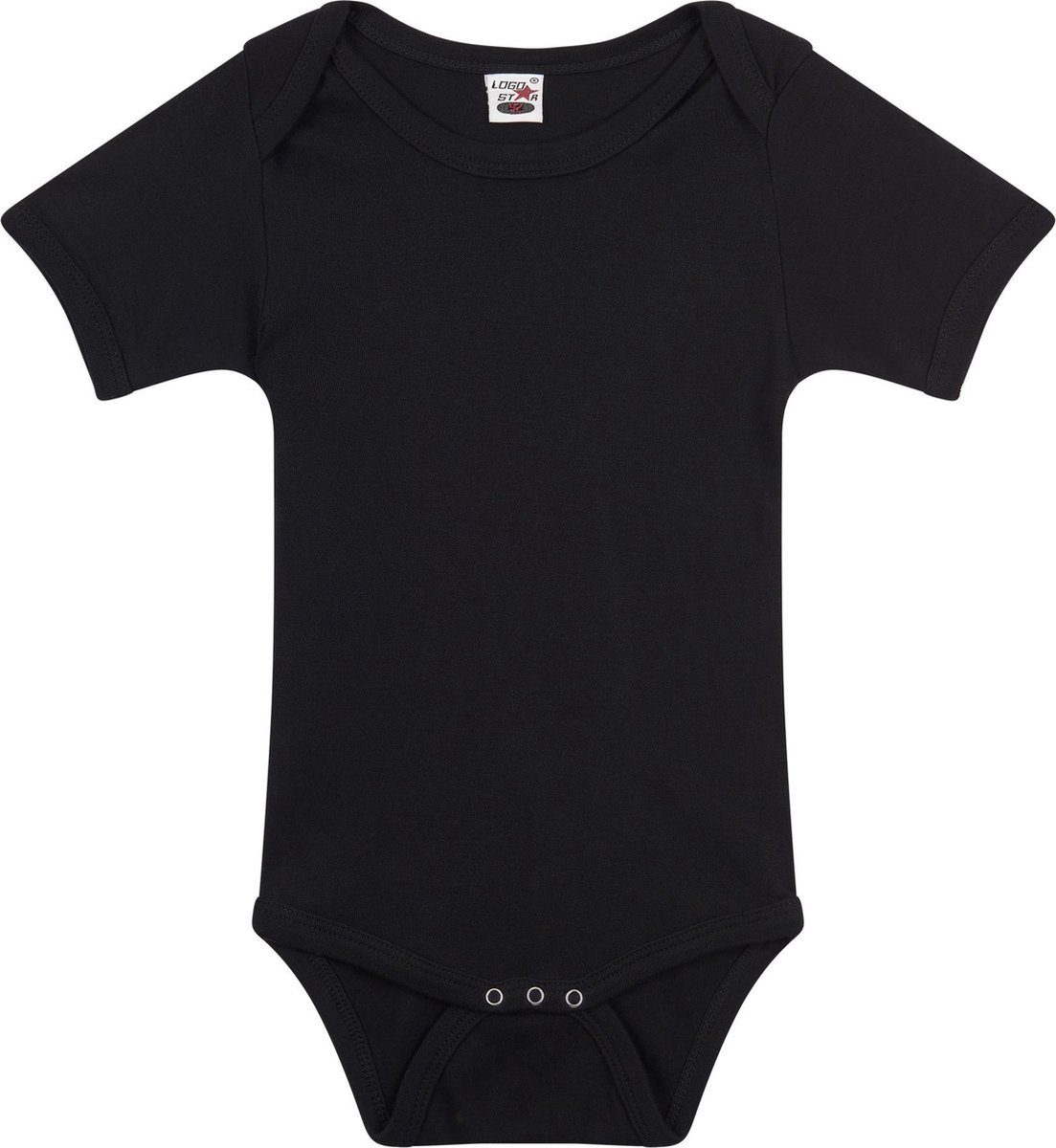 Basic rompertje voor babys - zwart - katoen - 240 grams - baby kleding - kraamcadeau - korte mouwen 92