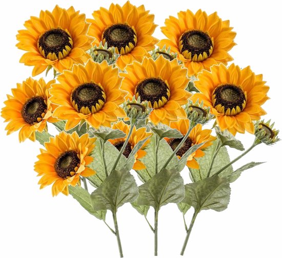 8x stuks zonnebloemen kunstbloemen takken van 62 cm