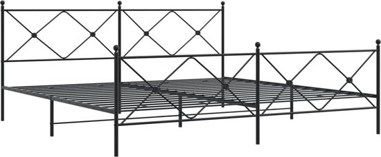 vidaXL - Bedframe - met - hoofd- - en - voeteneinde - metaal - zwart - 193x203 - cm