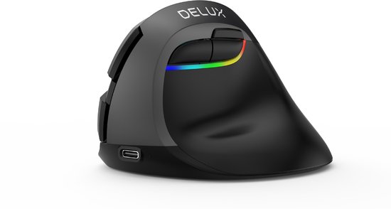 Foto: Delux m618 mini 2 4g draadloze 2400 dpi usb oplaadbare ergonomische verticale muis grijs 