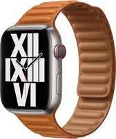 Apple Watch Leather Link - 45mm - Golden Brown - S/M - voor Apple Watch SE/5/6/7