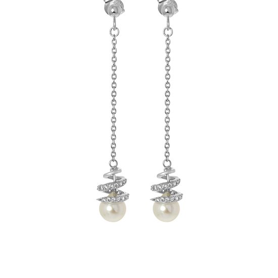 Lucardi - Boucles d'oreilles en argent avec zircone perle