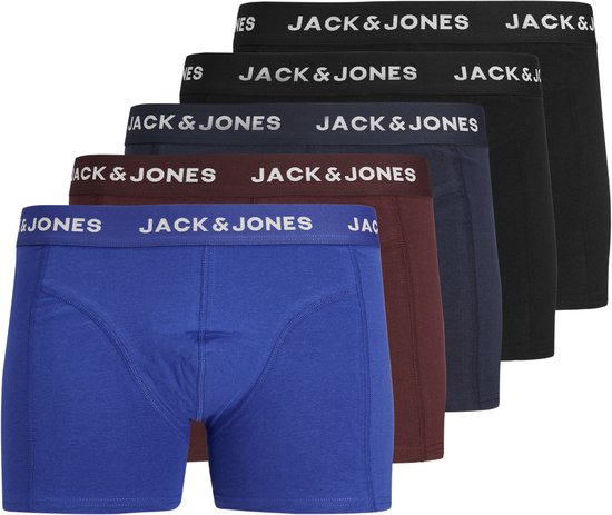 JACK & JONES Jacblack friday trunks (5-pack) - heren boxers - zwart - blauw - donkerrood en kobalt - Maat: S