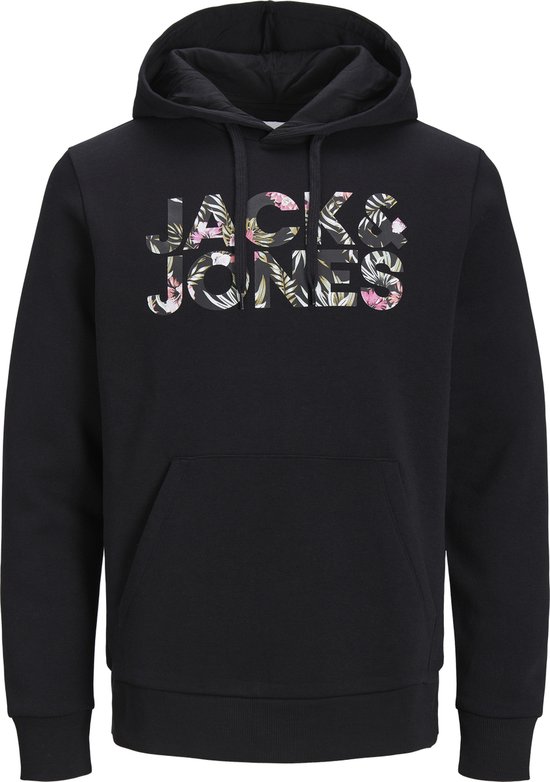 JACK & JONES Jeff corp logo sweat hood regular fit - heren hoodie katoenmengsel met capuchon - Carbon Flower - Maat: L