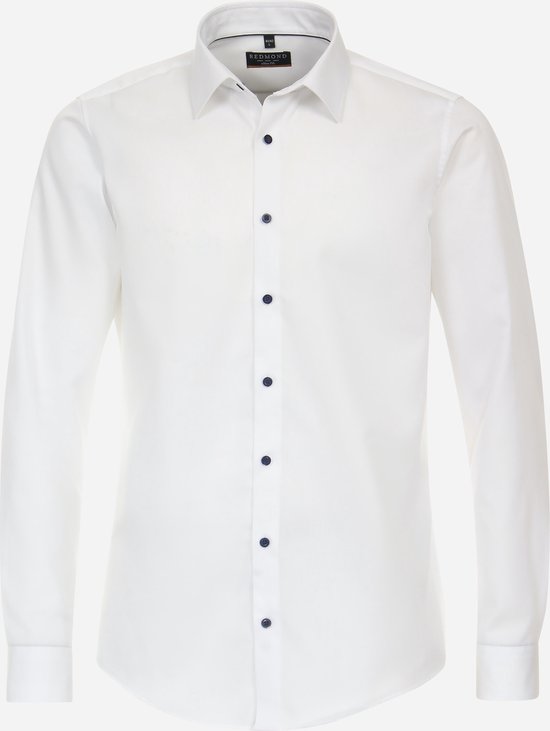Redmond slim fit overhemd - popeline - wit - Strijkvriendelijk - Boordmaat: 39/40