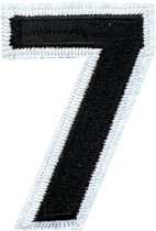 Cijfer Nummer 0 Tot 9 Strijk Emblemen Patch Zwart Wit Cijfer 7 / 5.6 cm / 8 cm