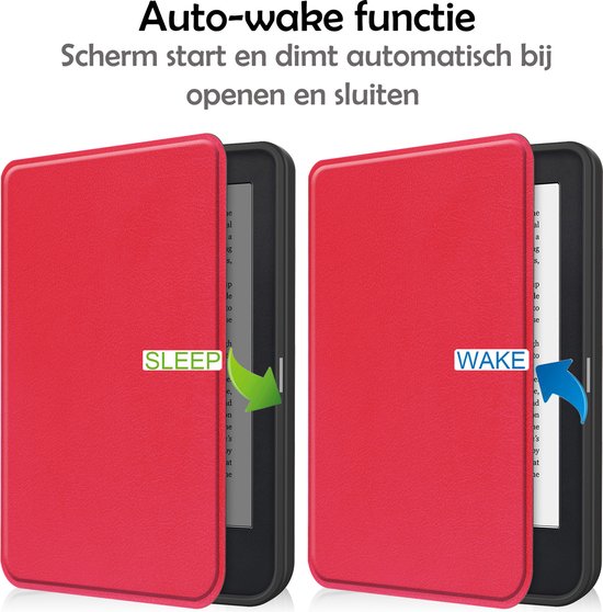 Hoesje Geschikt voor Kobo Clara 2E Hoes Bescherm Hoesje Case Sleep Cover Met Screenprotector - Hoes Geschikt voor Kobo Clara 2E Hoesje - Rood van Hoesje  — afbeelding 5