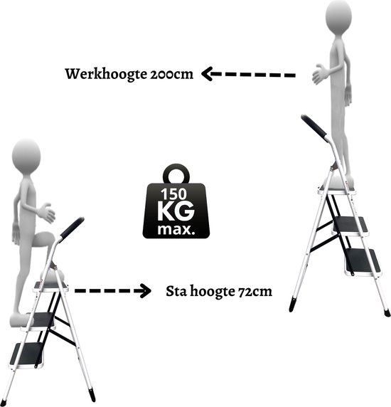 Escalier de cuisine / Escalier de ménage Aluminium - 2 marches