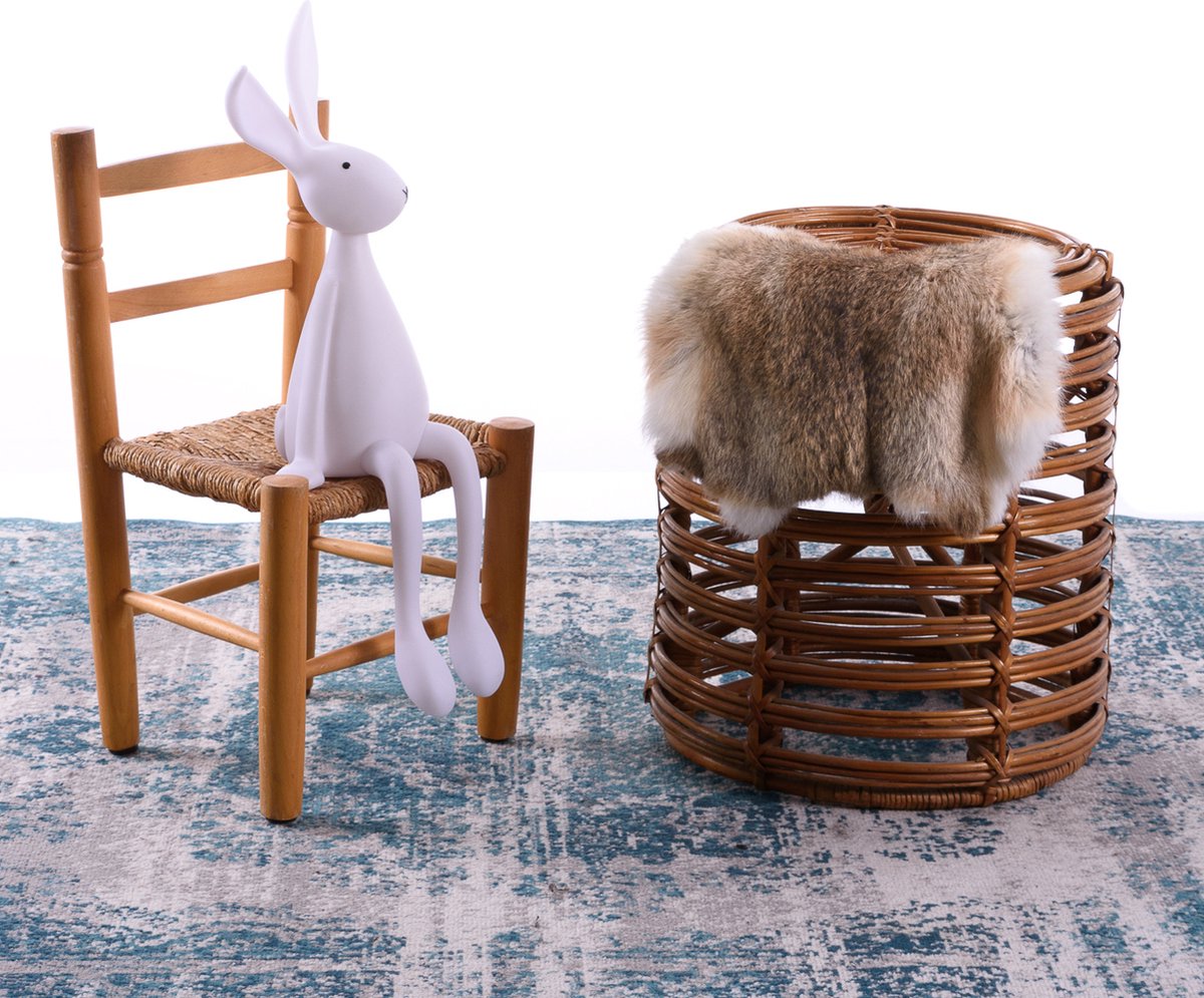 Bruin konijnenvachtje - wildkleur konijnenvel natuurlijk - velletje tafel - lichtbruin dierenvel dierenhuid salontafel