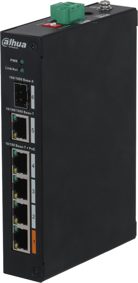 Dahua PFS3106-4ET-60-V2 802.3af/at Power over Ethernet switch met 4 poorten