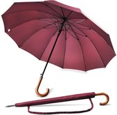 Grote winddichte paraplu met 12 ribben en houten handvat - Robuust en sterk, voor mannen en vrouwen umbrella