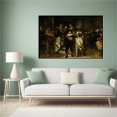 Verbluffend Gedetailleerd: De Nachtwacht van Rembrandt, Gedrukt op Luxueus Velvet 120 x 80 cm in luxe aluminium lijst