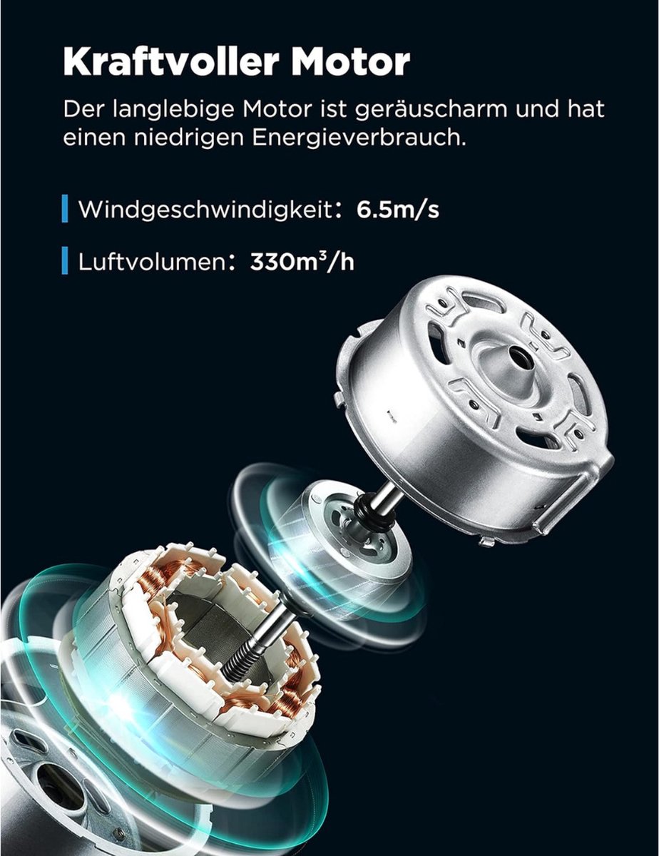 Ventilator - Ventilator Staand - Tafelventilator - Krachtige Luchtstroom - Ventilator Toren - Sterke Luchtstroom – foto 2
