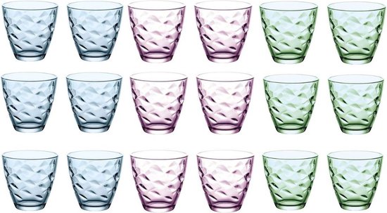 Bormioli Rocco Glazenset Flora - Waterglazen set 250 ml - Glazen voor frisdranken - Vaatwasserbestendig - Duurzaam glas - 86 mm diameter - 825 mm hoogte - Glaswerk - 18 stuks