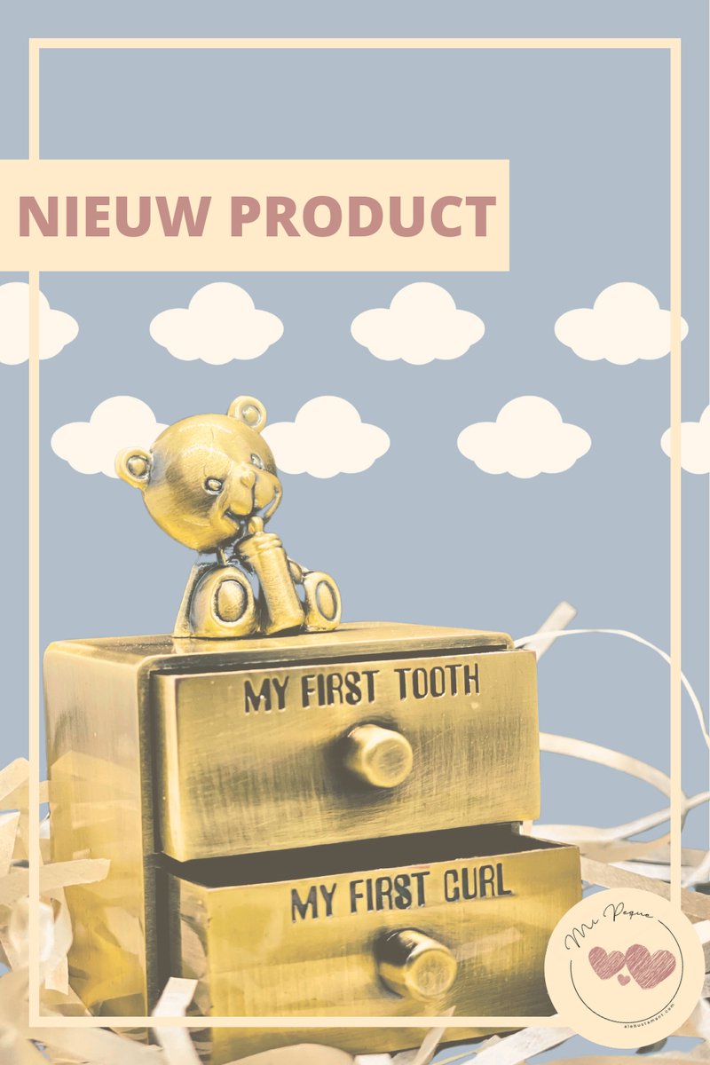 Goedkoopste Baby Tandendoosje Haarlokdoosje met Beertje goud Kraamcadeau