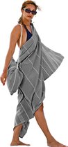Hamamdoek, rugzak, strandhanddoek, badhanddoek, 100% katoen, hamam stranddoek, 180 x 90 cm, katoenen doek, voor dames en heren, yogahanddoek, reishanddoek (antraciet)