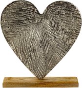 Ornament Hart op houten sokkel - 21 x 18 cm