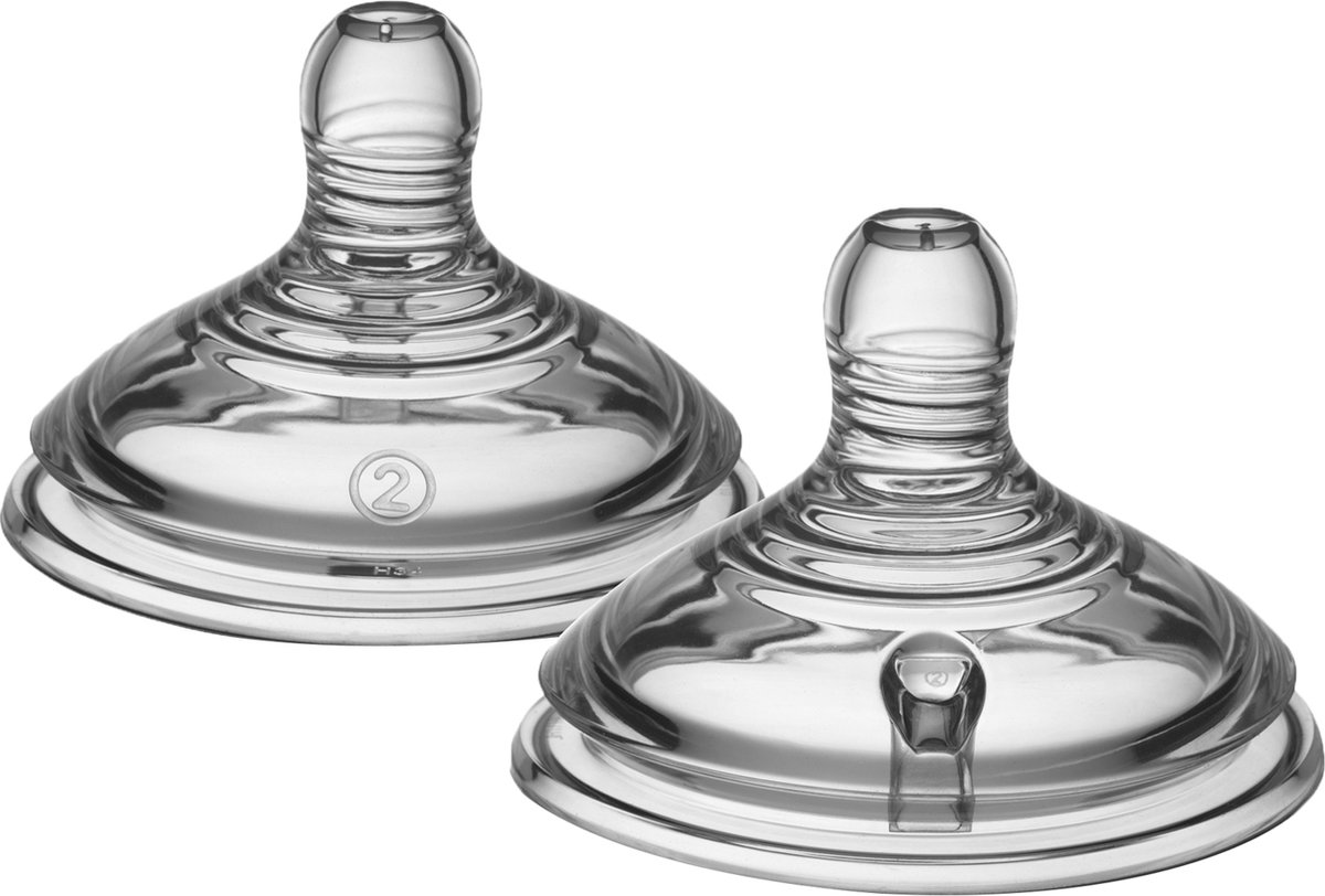 Goedkoopste Tommee Tippee voedingsspenen, Natural Start Baby Bottle Teats, gemiddelde stroomsnelheid, 3 maanden, borst-gelijkend voor natuurlijk zuigen, anti-koliek ventiel, zacht siliconen materiaal, Baby Feeding Essentials, set van 2
