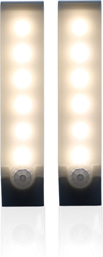 Apeiron 2 Stuks Kastverlichting Met Bewegingssensor - Led Licht - Nachtlamp - Keukenverlichting - Trapverlichting - Wandlamp - Magnetisch - Bewegingssensor - Warm Licht - Dimbaar - Oplaadbaar - Met Magneet - 10cm