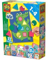SES - My First - Sticker mozaïeken - 12 dieren mozaïek kaarten met 72 stickers - vormen en kleuren herkennen